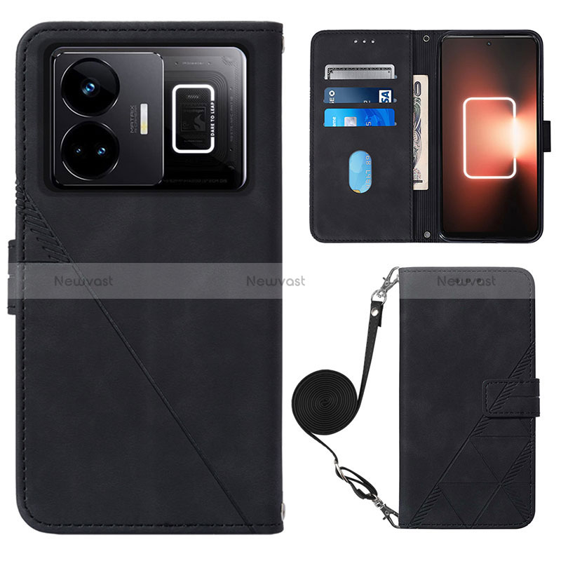 Leather Case Stands Flip Cover Holder Y02B for Realme GT Neo5 240W 5G Black