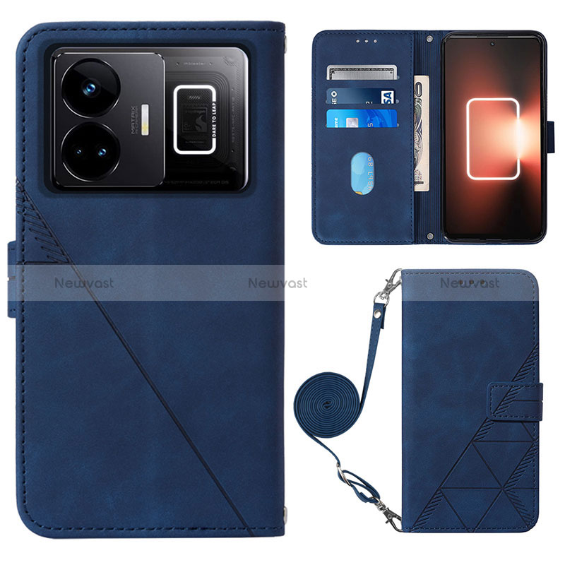 Leather Case Stands Flip Cover Holder Y02B for Realme GT Neo5 240W 5G Blue