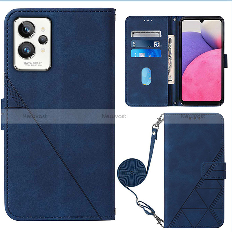 Leather Case Stands Flip Cover Holder Y02B for Realme GT2 Pro 5G Blue