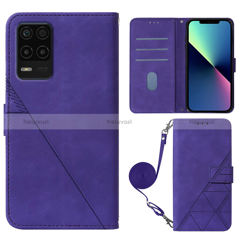 Leather Case Stands Flip Cover Holder Y02B for Realme Narzo 30 5G Purple