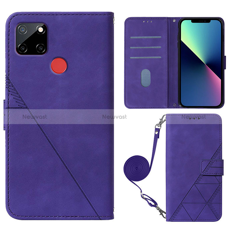 Leather Case Stands Flip Cover Holder Y02B for Realme Narzo 30A Purple