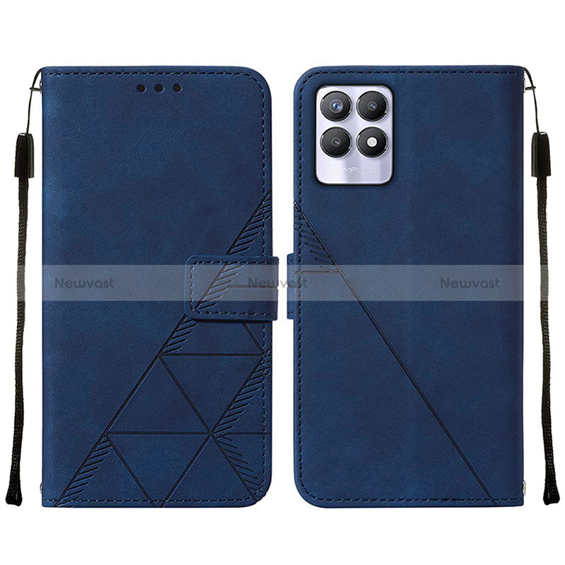 Leather Case Stands Flip Cover Holder Y02B for Realme Narzo 50 4G Blue