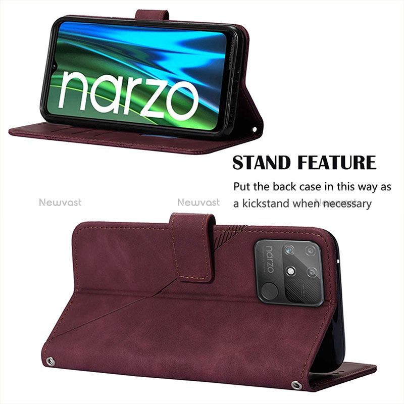 Leather Case Stands Flip Cover Holder Y02B for Realme Narzo 50A