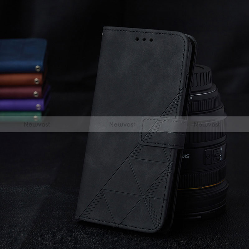 Leather Case Stands Flip Cover Holder Y02B for Samsung Galaxy A02 Black