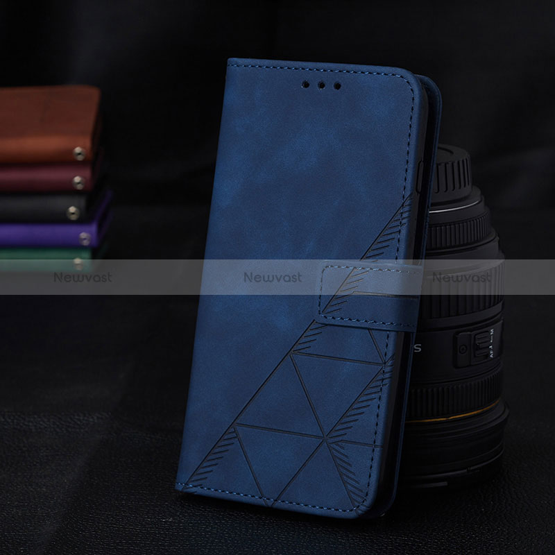 Leather Case Stands Flip Cover Holder Y02B for Samsung Galaxy A02 Blue