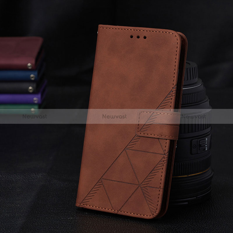 Leather Case Stands Flip Cover Holder Y02B for Samsung Galaxy A02 Brown