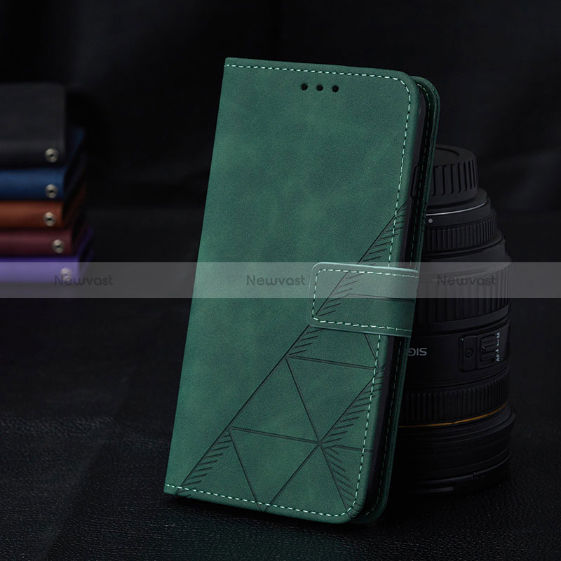 Leather Case Stands Flip Cover Holder Y02B for Samsung Galaxy A03 Green