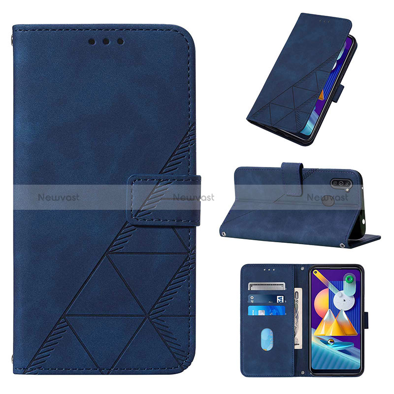 Leather Case Stands Flip Cover Holder Y02B for Samsung Galaxy A11