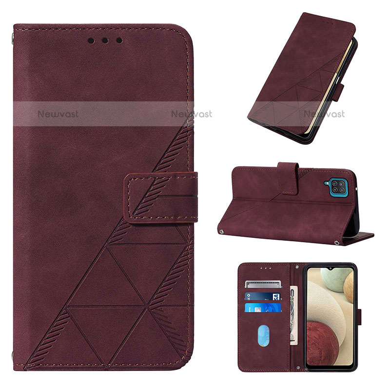 Leather Case Stands Flip Cover Holder Y02B for Samsung Galaxy A12