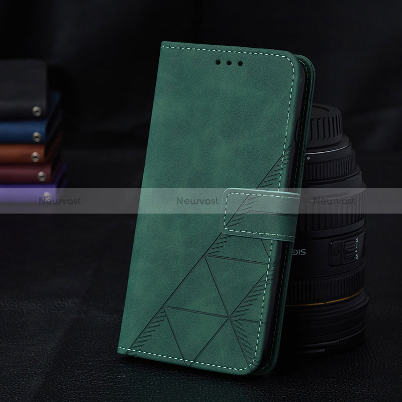 Leather Case Stands Flip Cover Holder Y02B for Samsung Galaxy A12 5G Green