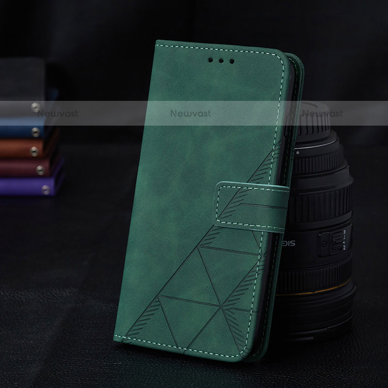 Leather Case Stands Flip Cover Holder Y02B for Samsung Galaxy A12 Green