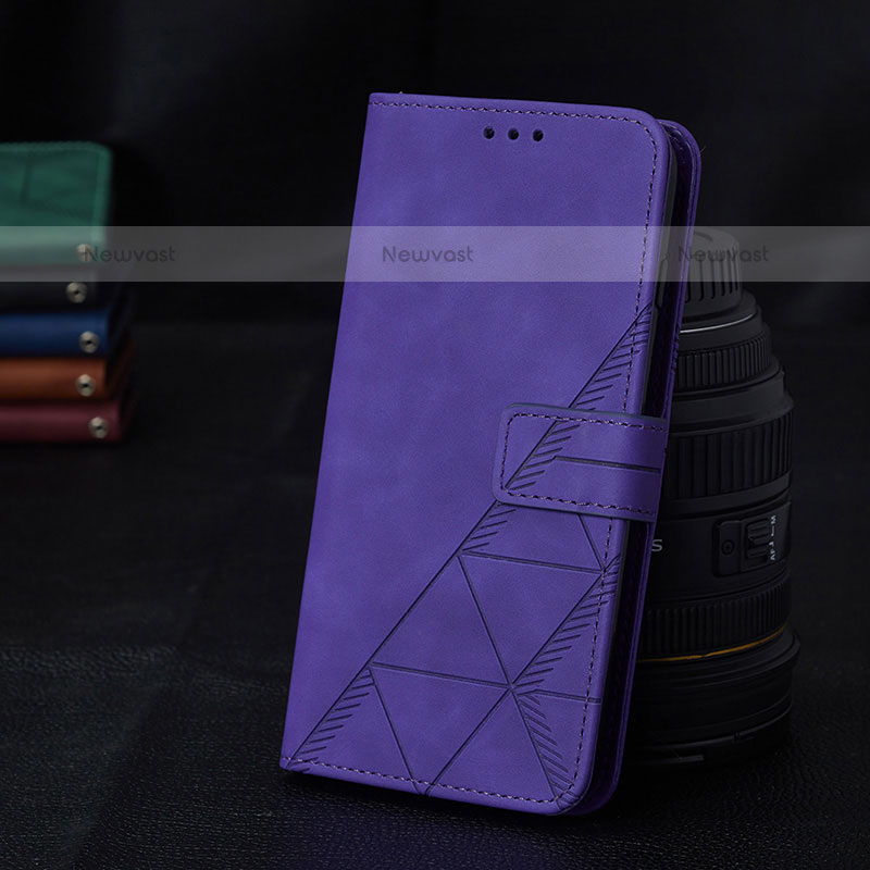 Leather Case Stands Flip Cover Holder Y02B for Samsung Galaxy A12 Purple