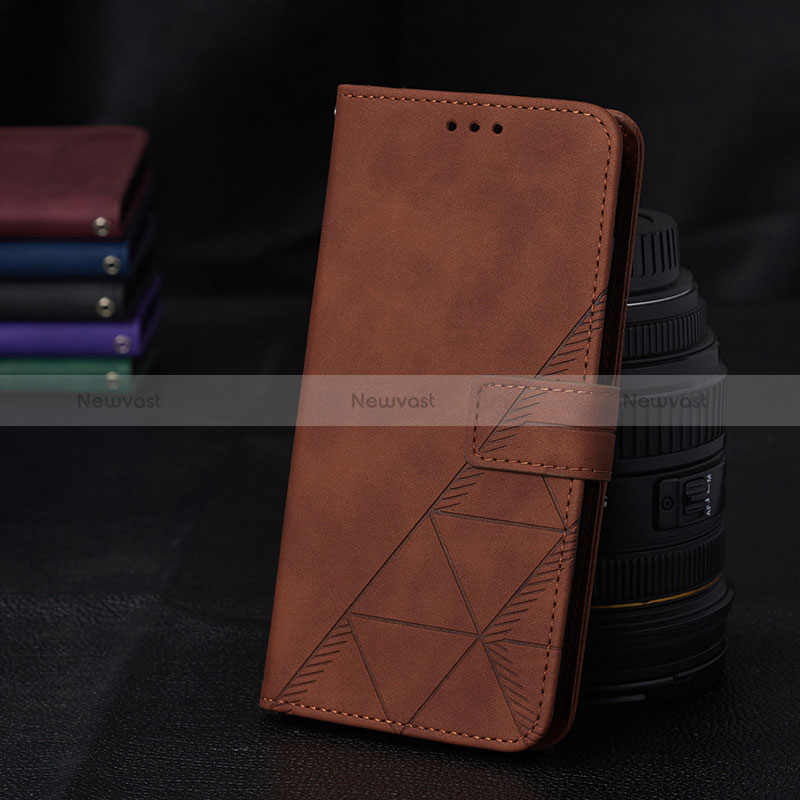 Leather Case Stands Flip Cover Holder Y02B for Samsung Galaxy A15 4G Brown