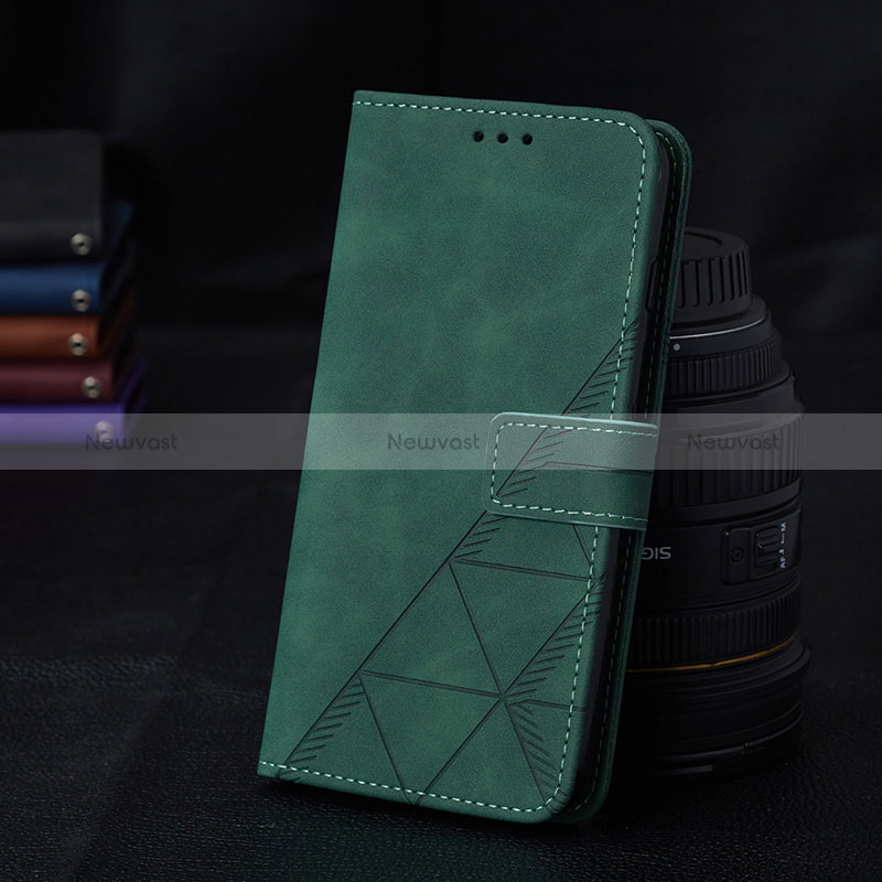 Leather Case Stands Flip Cover Holder Y02B for Samsung Galaxy A21s Green