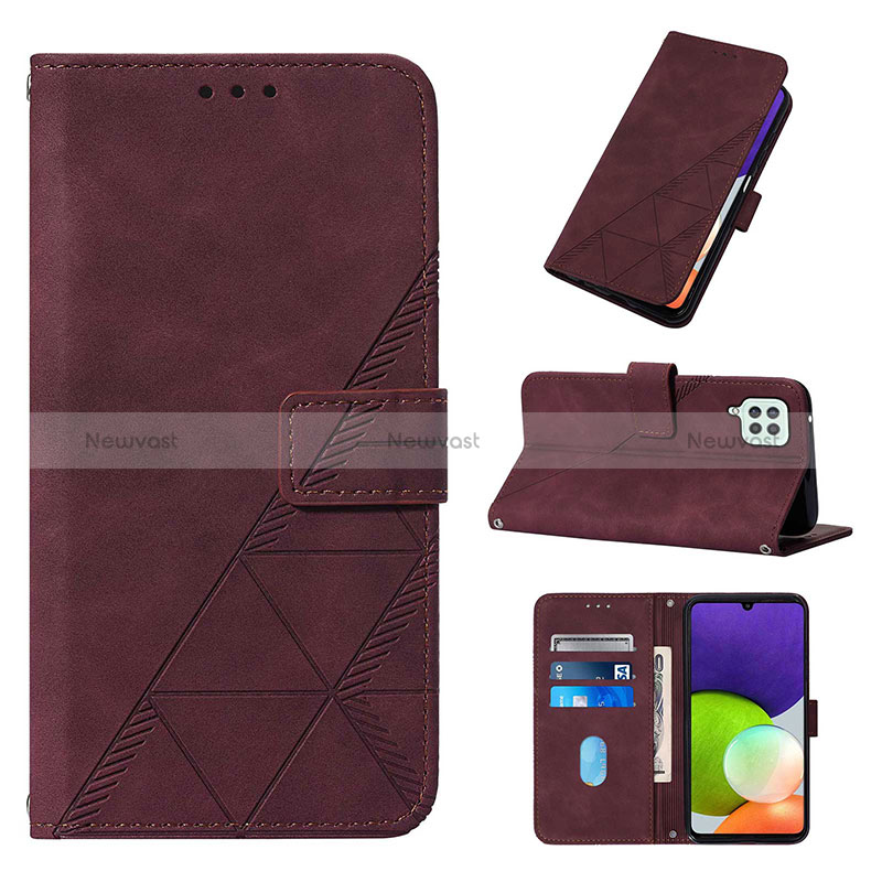 Leather Case Stands Flip Cover Holder Y02B for Samsung Galaxy A22 4G