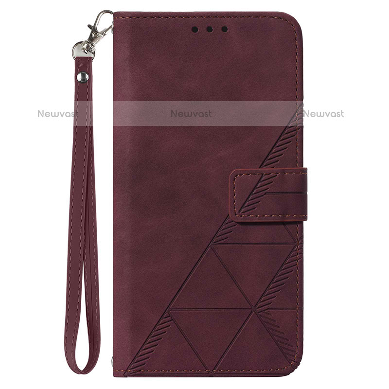 Leather Case Stands Flip Cover Holder Y02B for Samsung Galaxy A23 5G Red Wine