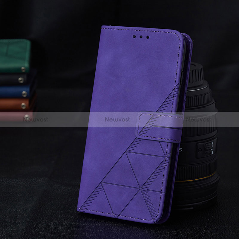 Leather Case Stands Flip Cover Holder Y02B for Samsung Galaxy A52 5G Purple