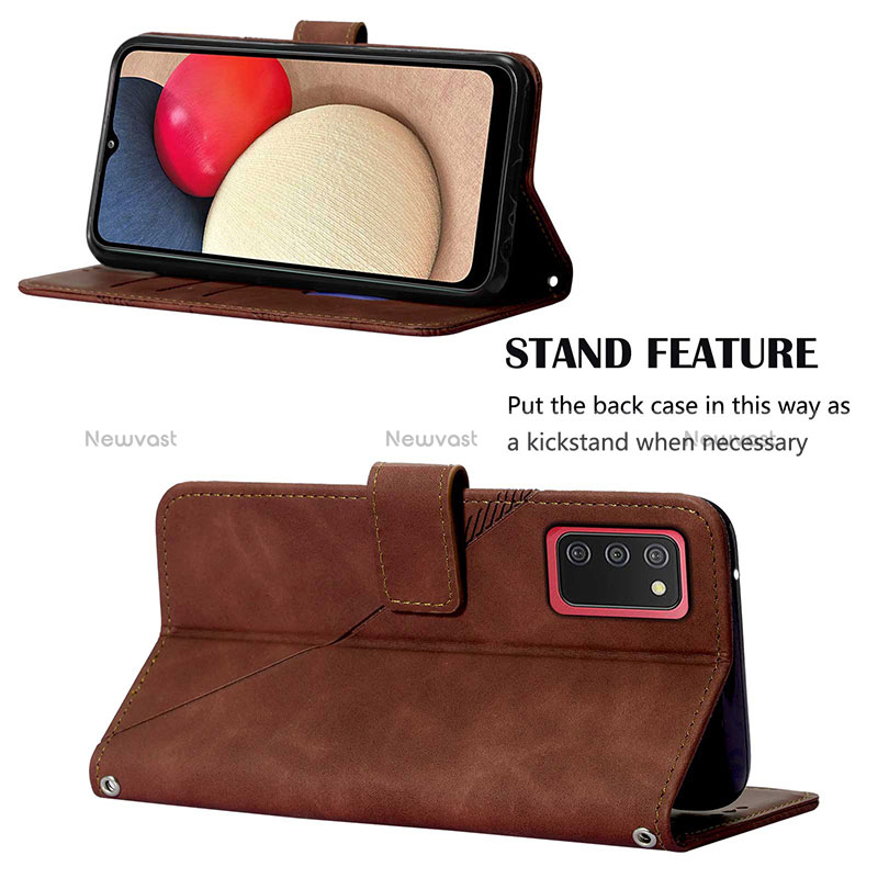 Leather Case Stands Flip Cover Holder Y02B for Samsung Galaxy M02s