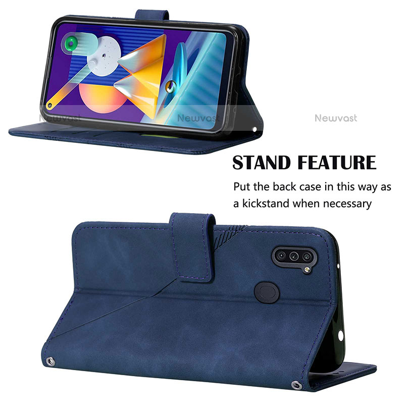 Leather Case Stands Flip Cover Holder Y02B for Samsung Galaxy M11