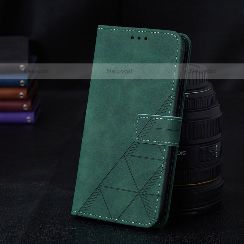 Leather Case Stands Flip Cover Holder Y02B for Samsung Galaxy M11 Green