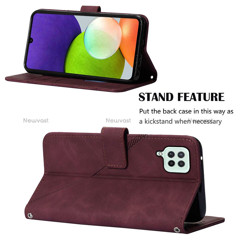 Leather Case Stands Flip Cover Holder Y02B for Samsung Galaxy M22 4G