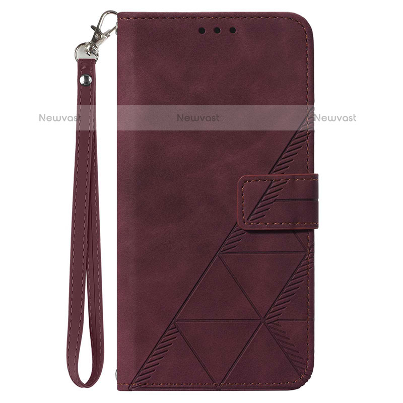 Leather Case Stands Flip Cover Holder Y02B for Samsung Galaxy M33 5G Red Wine