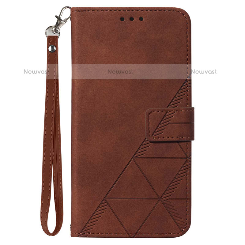 Leather Case Stands Flip Cover Holder Y02B for Samsung Galaxy M53 5G Brown