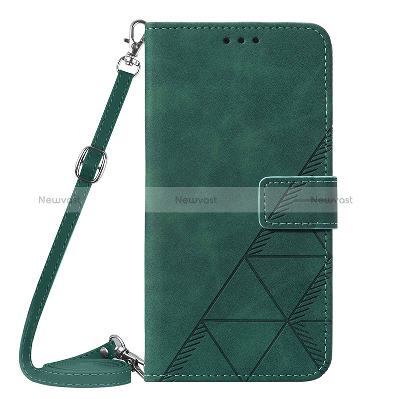 Leather Case Stands Flip Cover Holder Y02B for Samsung Galaxy S24 Ultra 5G Green