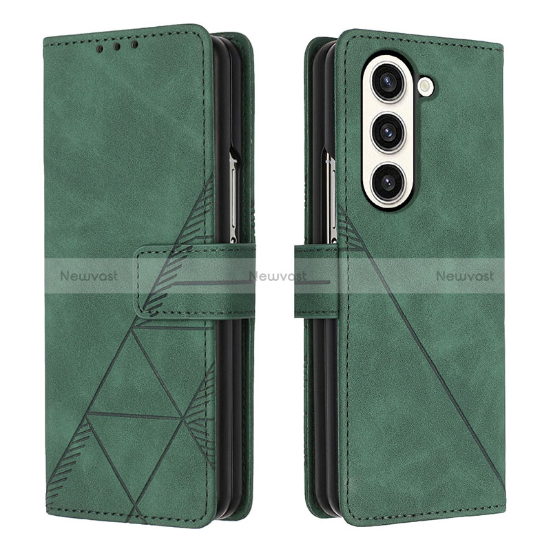 Leather Case Stands Flip Cover Holder Y02B for Samsung Galaxy Z Fold5 5G