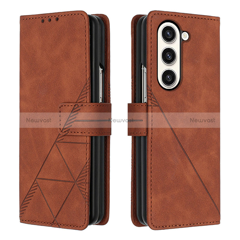 Leather Case Stands Flip Cover Holder Y02B for Samsung Galaxy Z Fold5 5G