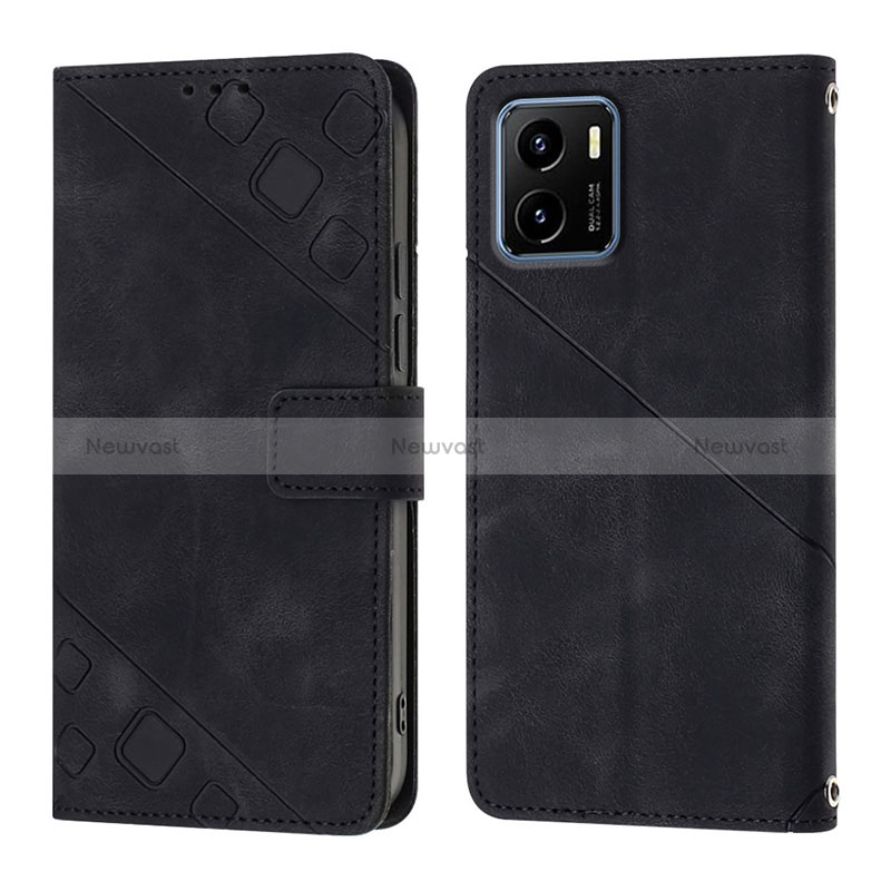 Leather Case Stands Flip Cover Holder Y02B for Vivo iQOO U5x Black