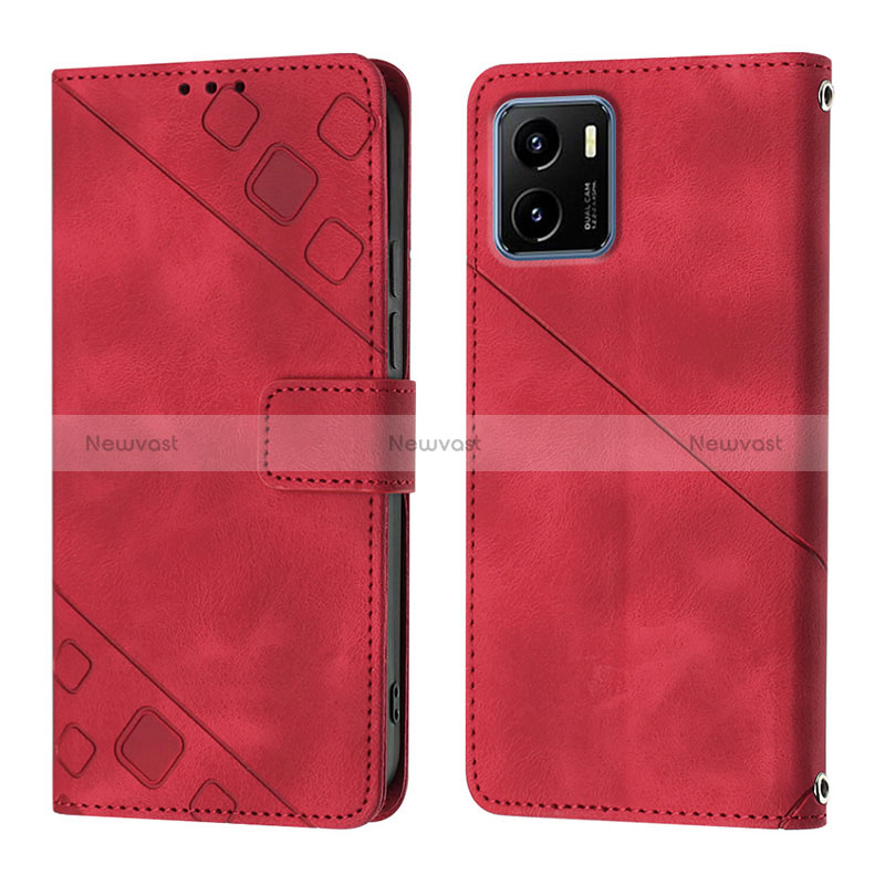 Leather Case Stands Flip Cover Holder Y02B for Vivo Y10 Red