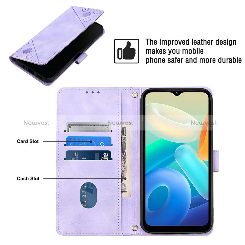 Leather Case Stands Flip Cover Holder Y02B for Vivo Y77e 5G