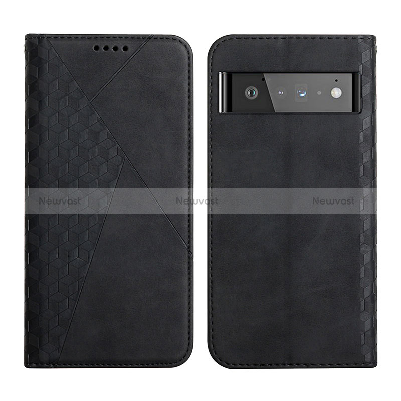 Leather Case Stands Flip Cover Holder Y02X for Google Pixel 6 Pro 5G Black