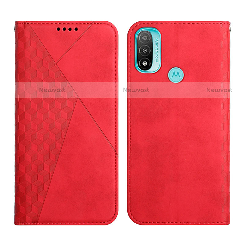 Leather Case Stands Flip Cover Holder Y02X for Motorola Moto E30 Red