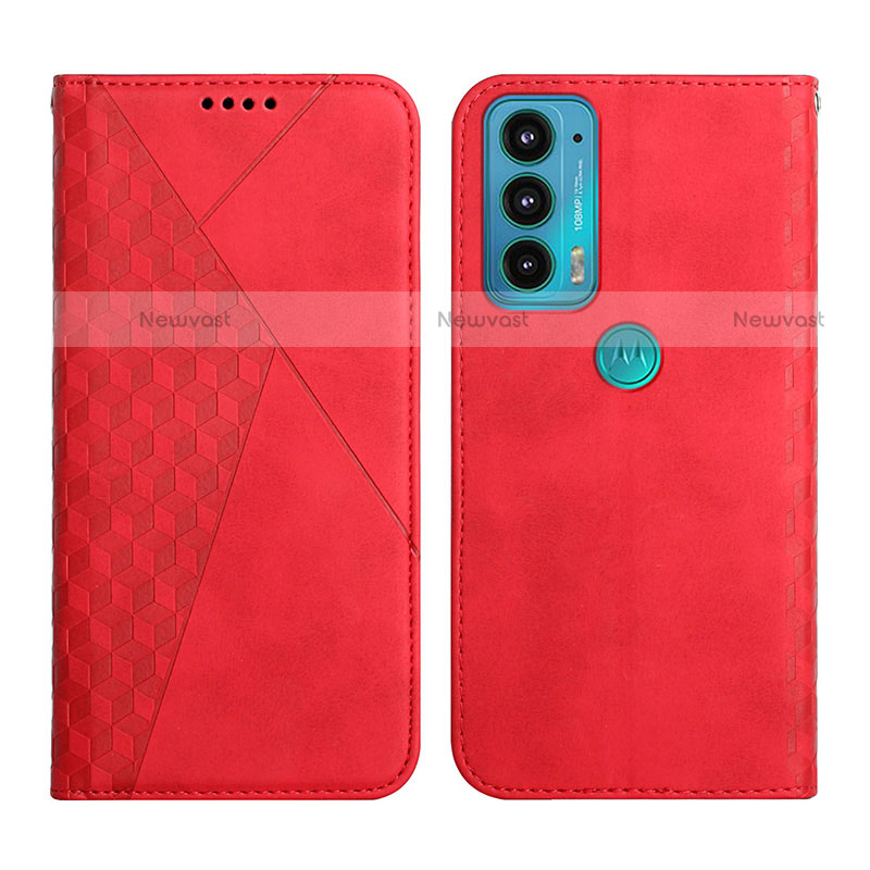 Leather Case Stands Flip Cover Holder Y02X for Motorola Moto Edge 20 5G Red