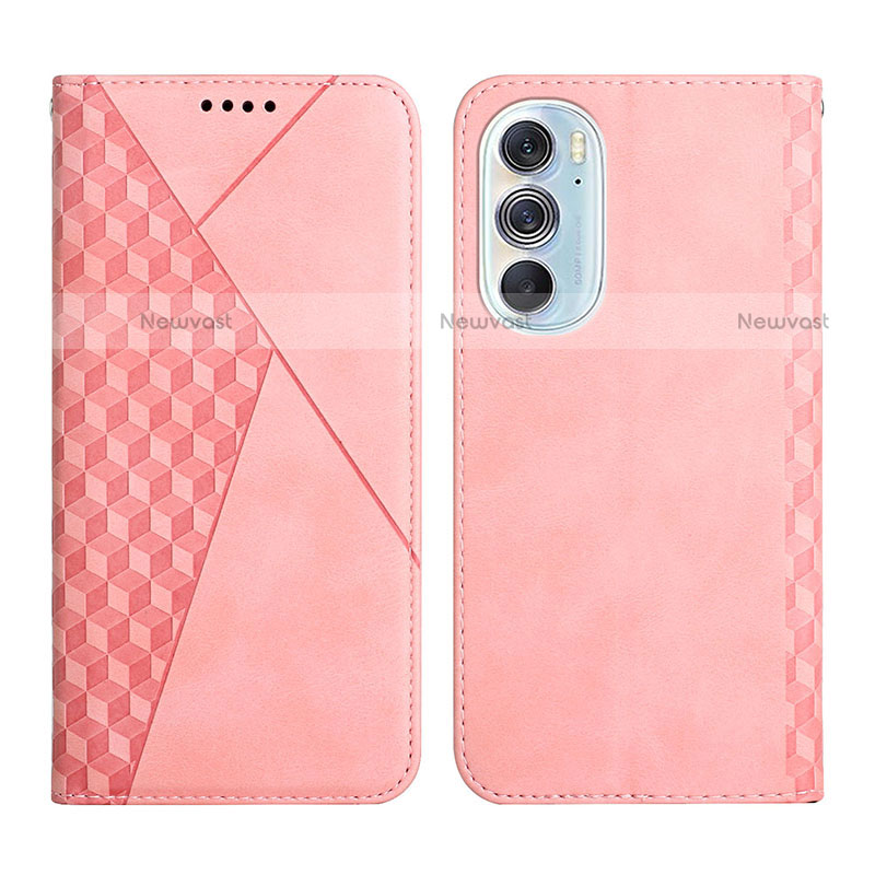 Leather Case Stands Flip Cover Holder Y02X for Motorola Moto Edge 30 Pro 5G Rose Gold