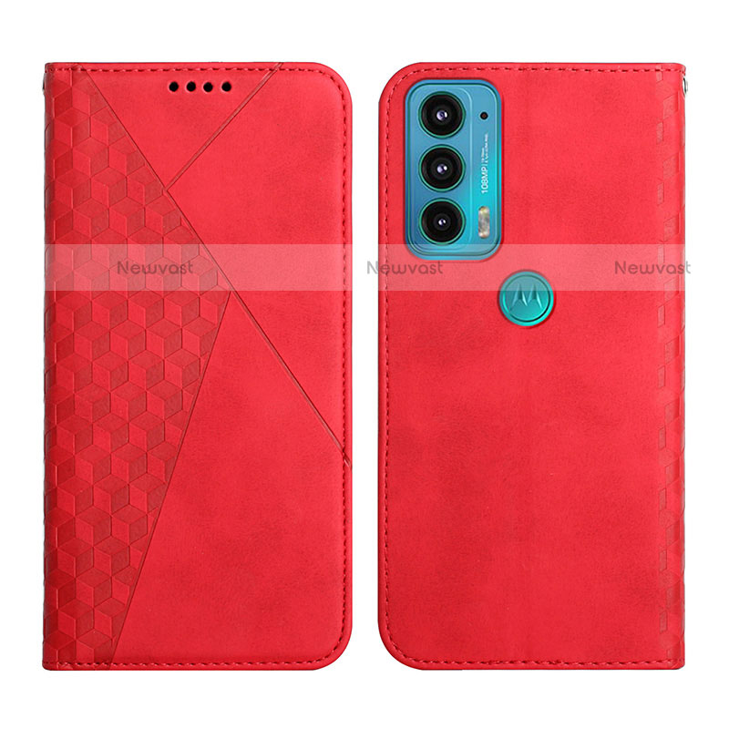 Leather Case Stands Flip Cover Holder Y02X for Motorola Moto Edge Lite 5G Red