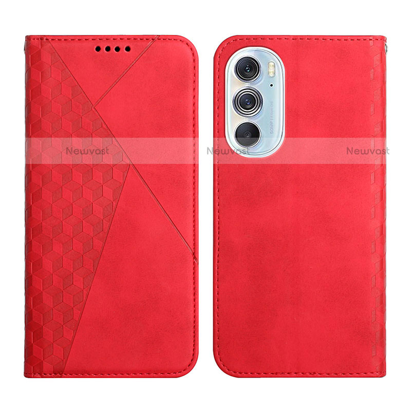 Leather Case Stands Flip Cover Holder Y02X for Motorola Moto Edge Plus (2022) 5G Red