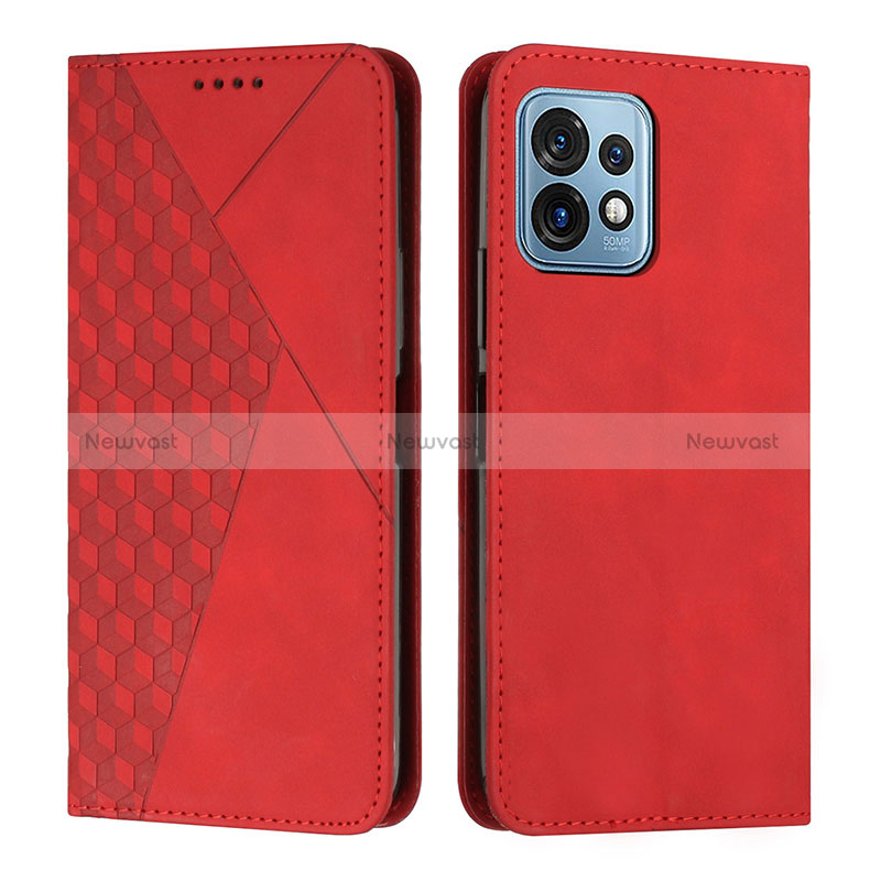 Leather Case Stands Flip Cover Holder Y02X for Motorola Moto Edge Plus (2023) 5G Red