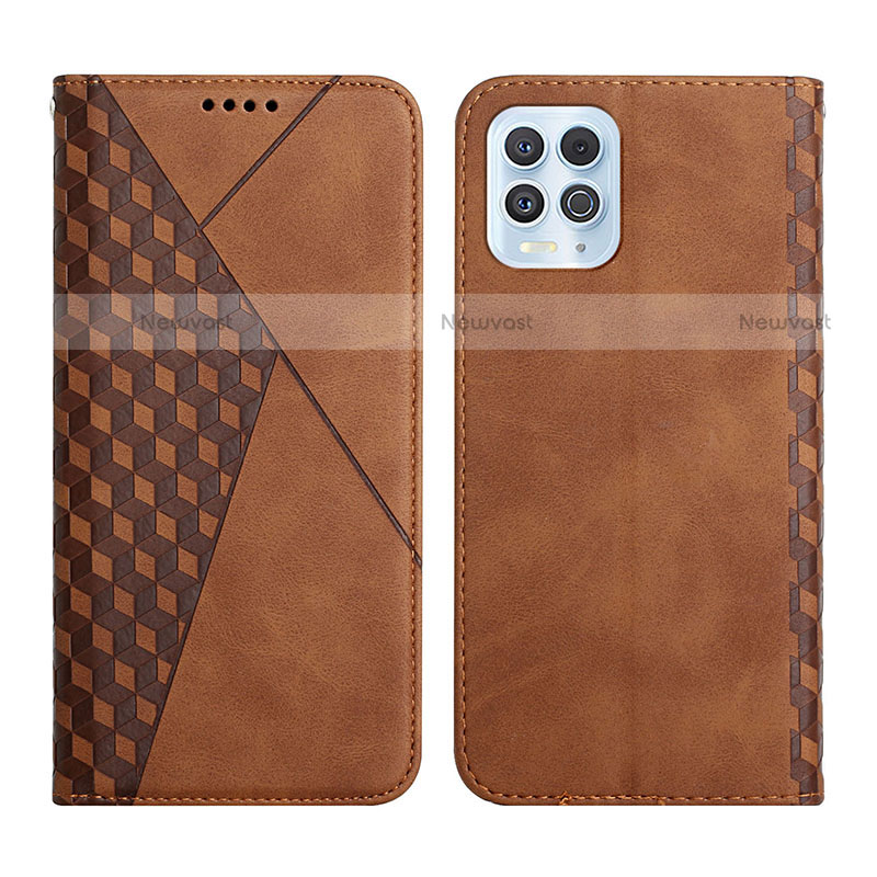 Leather Case Stands Flip Cover Holder Y02X for Motorola Moto Edge S 5G Brown