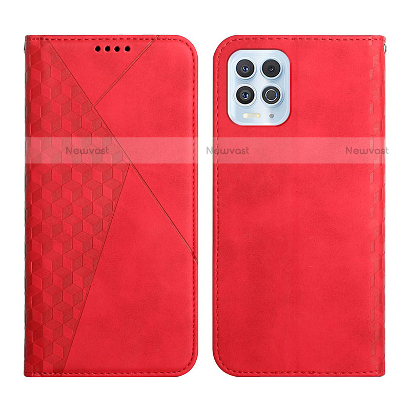 Leather Case Stands Flip Cover Holder Y02X for Motorola Moto Edge S 5G Red