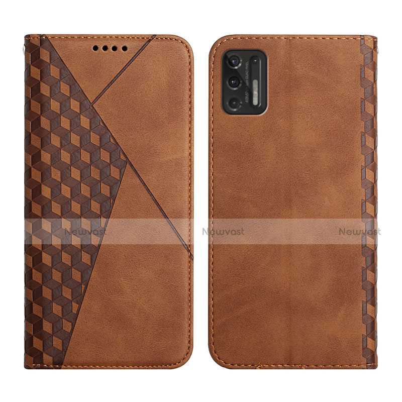 Leather Case Stands Flip Cover Holder Y02X for Motorola Moto G Stylus (2021) Brown