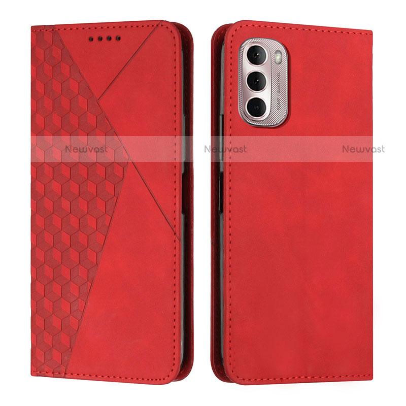 Leather Case Stands Flip Cover Holder Y02X for Motorola Moto G Stylus (2022) 4G Red