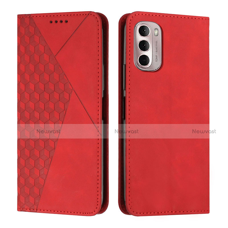 Leather Case Stands Flip Cover Holder Y02X for Motorola Moto G Stylus (2022) 5G Red