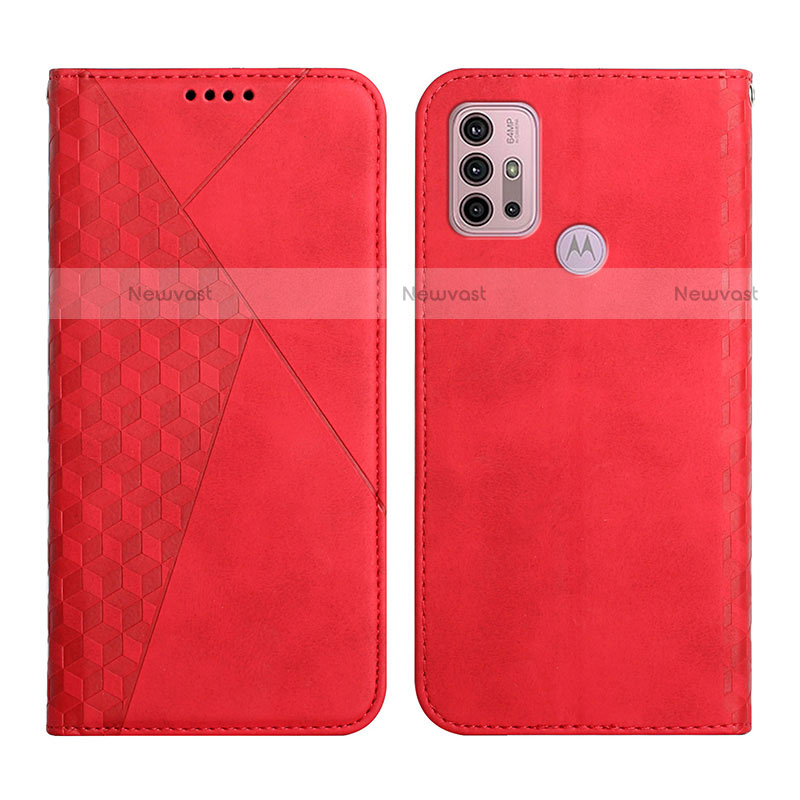 Leather Case Stands Flip Cover Holder Y02X for Motorola Moto G10 Power Red