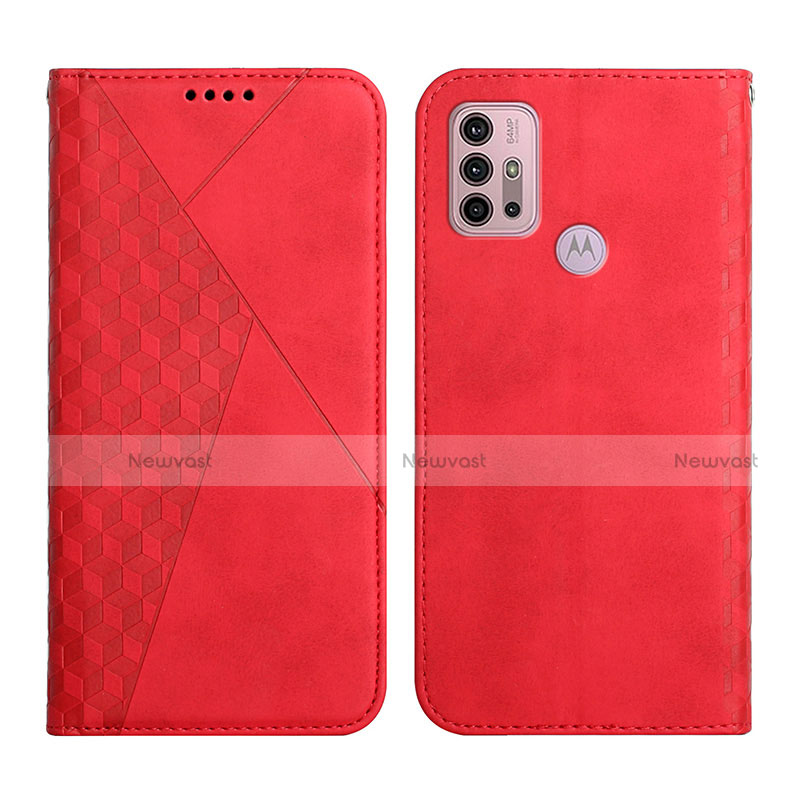 Leather Case Stands Flip Cover Holder Y02X for Motorola Moto G20 Red