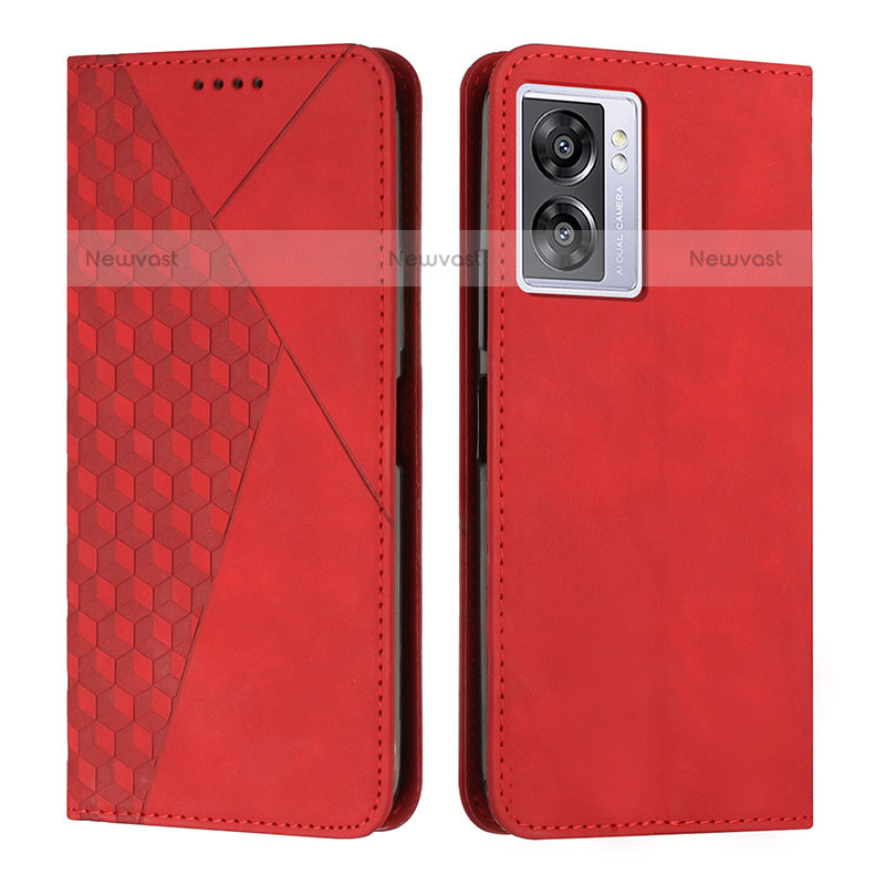 Leather Case Stands Flip Cover Holder Y02X for OnePlus Nord N300 5G Red