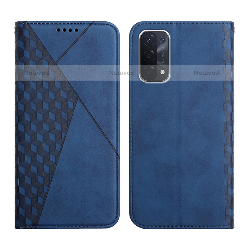 Leather Case Stands Flip Cover Holder Y02X for Oppo A93 5G Blue