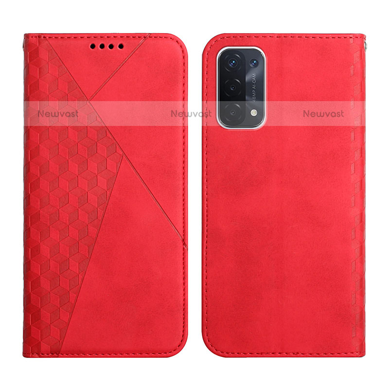 Leather Case Stands Flip Cover Holder Y02X for Oppo A93 5G Red